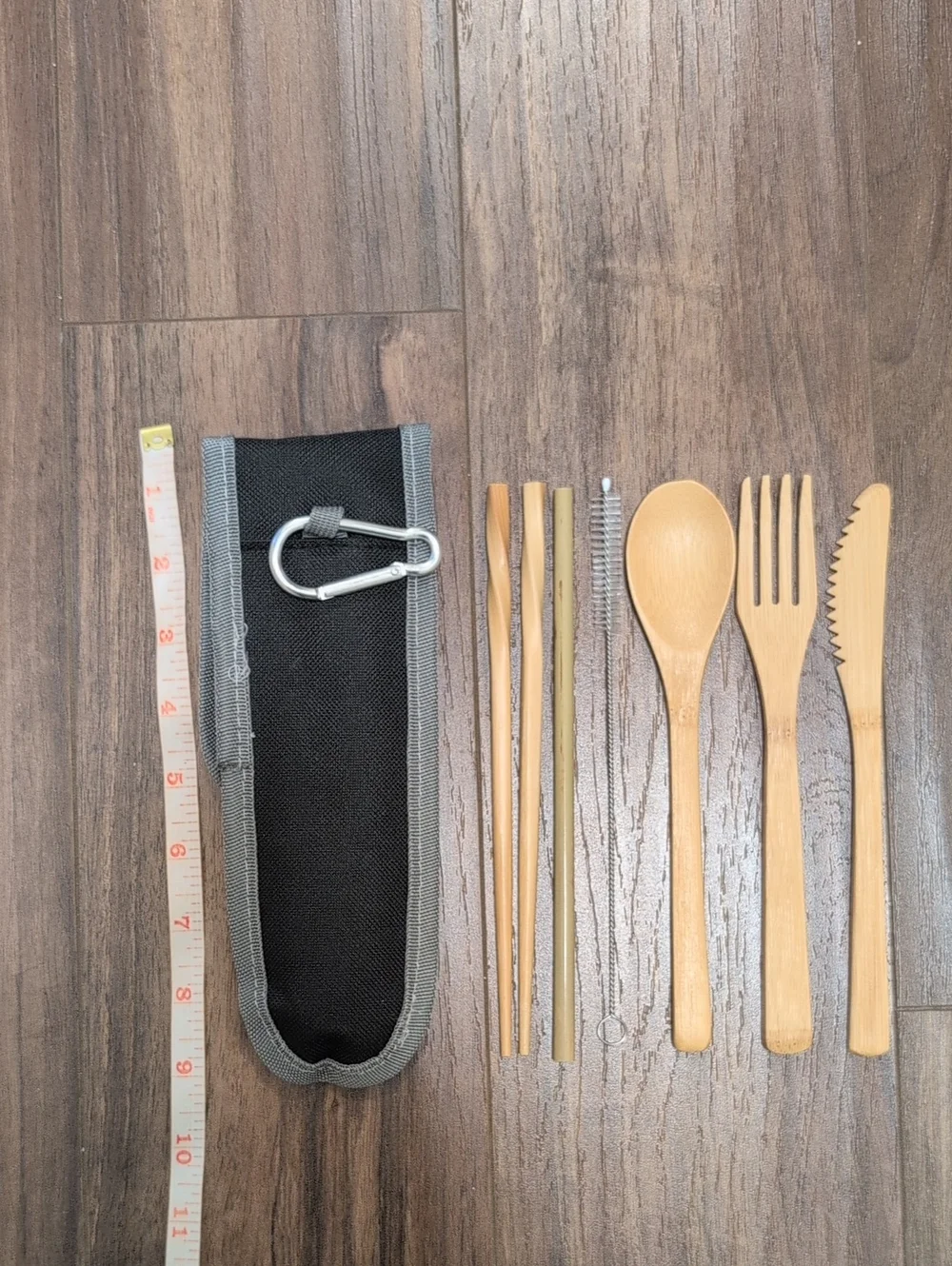 Pitt Yellow Logo Reusable Bamboo Utensil Set